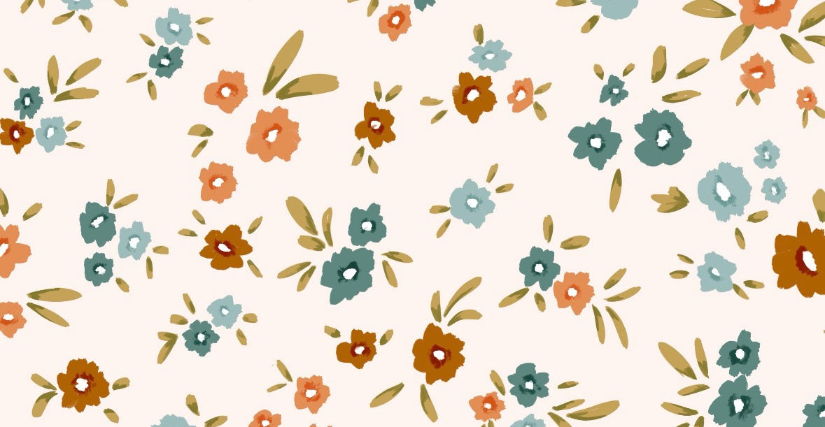 Blue and Rust Ditsy Floral