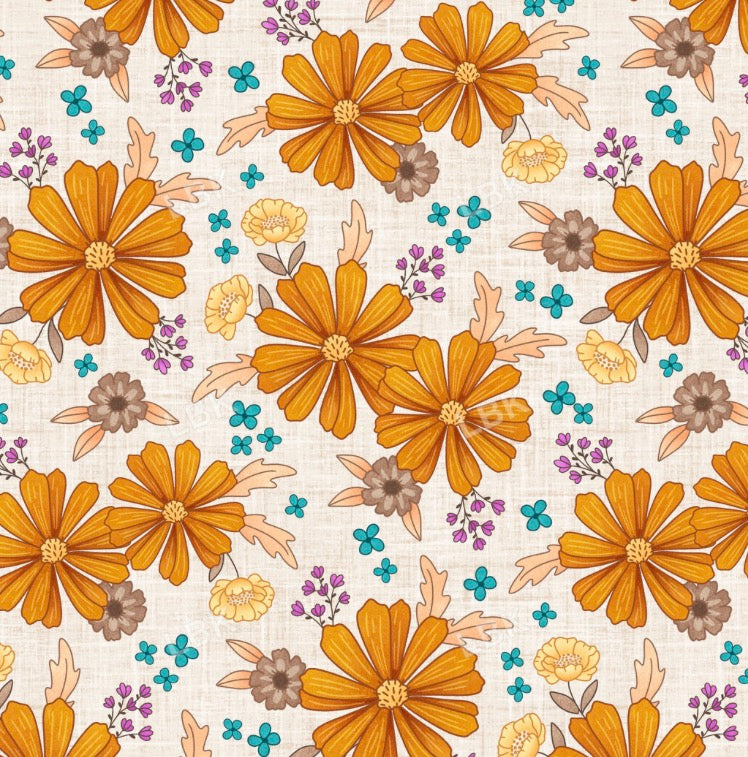 Purple Teal and Orange Floral