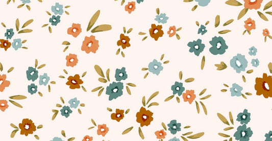 Blue and Rust Ditsy Floral