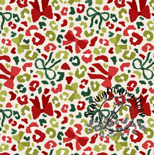 Green and Red Bow Leopard