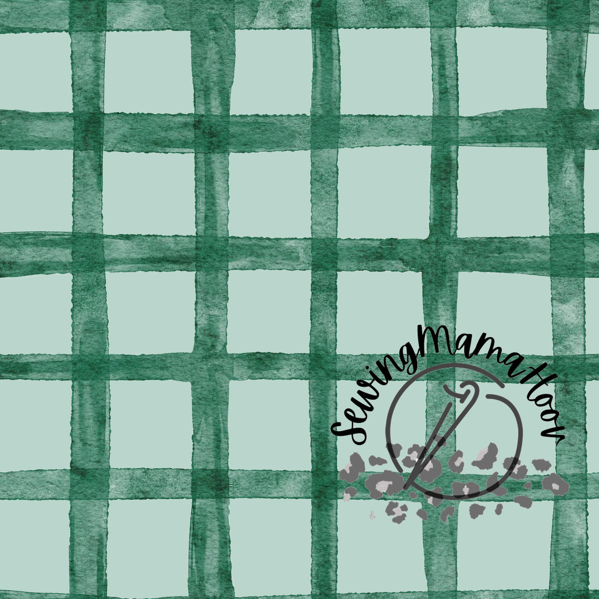 Green Watercolor Gingham