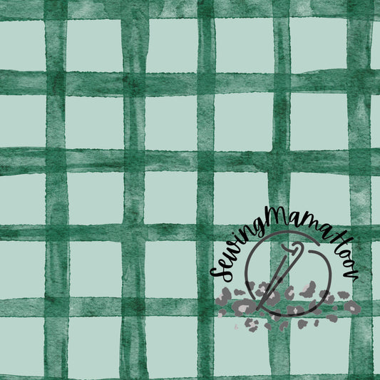 Green Watercolor Gingham